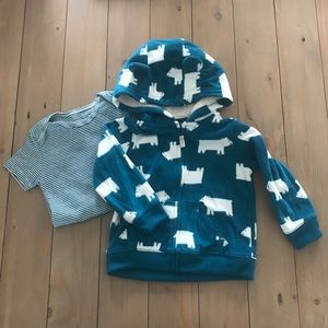 NWOT Carter's Polar Bear fleece zip up/ onesie